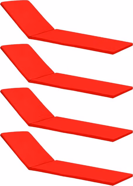 Gardenista Red Rectangular Outdoor Sun Lounger Cushion Set of 4 with Water Repellent Fabric