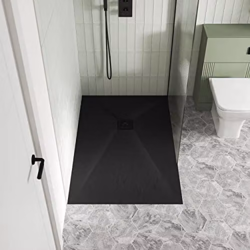 nuie NLT91034 Modern Slimline Rectangular Shower Tray, Slate Black, W: 1400 mm, D: 900 mm, H: 32 mm – 2