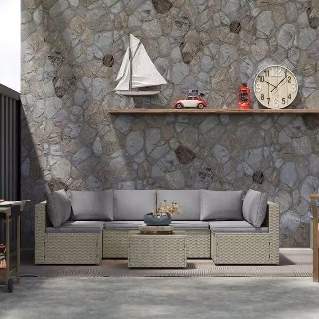 Outsunny Modern Rattan Garden Furniture Set in Brown