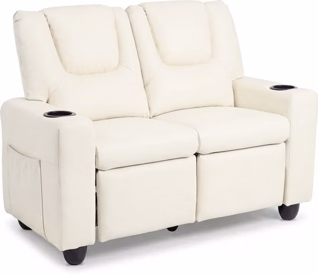 Costway 2 Seater Kids Recliner in Beige and White