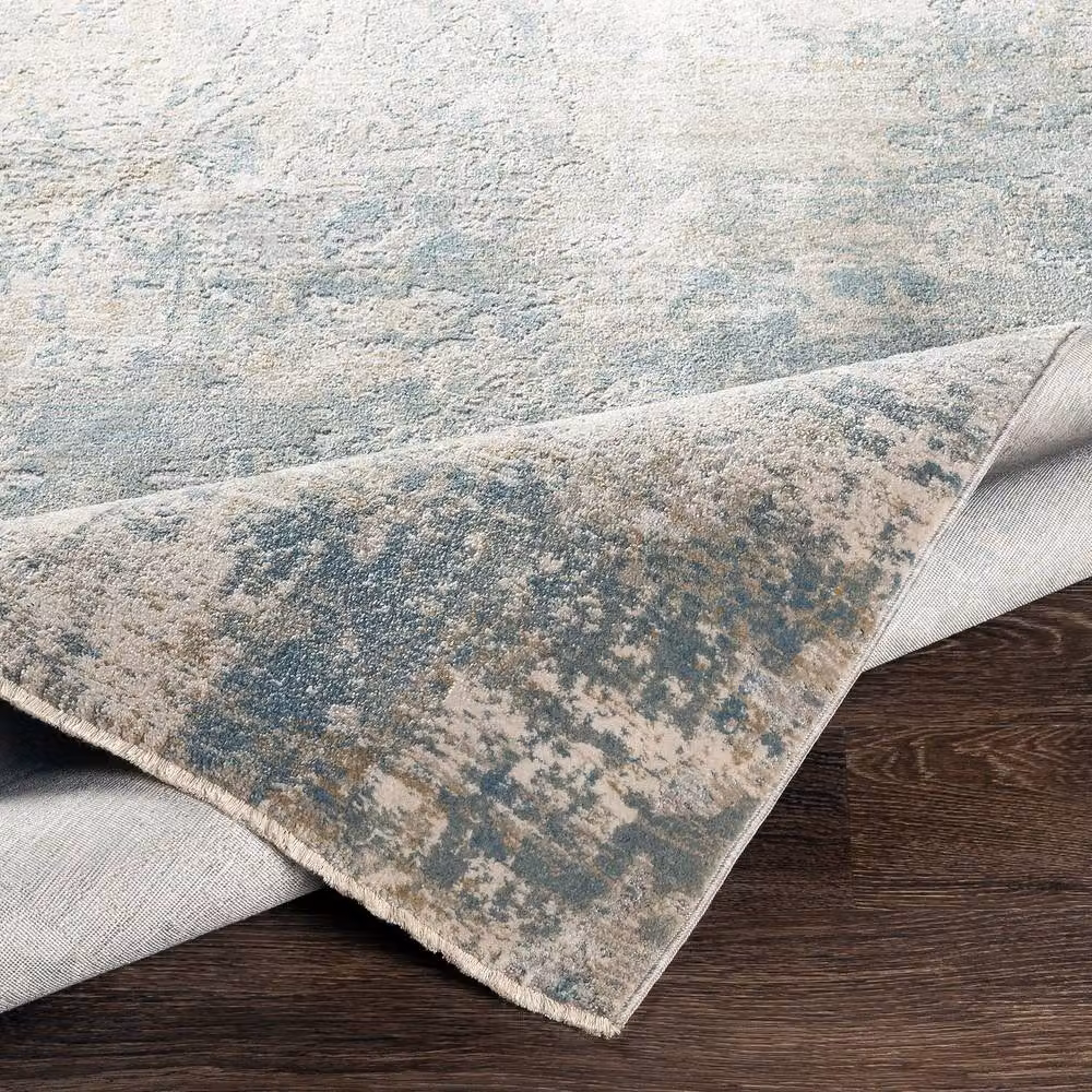 Livabliss Brunswick Abstract Modern Marble Living Room Rug with Fringes in Beige, Grey and Blue, W: 150 cm, L: 230 cm – 3