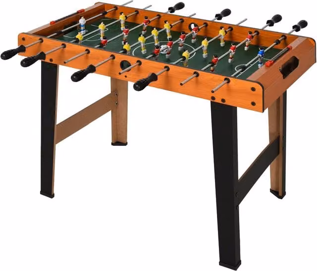 HOMCOM Heavy Duty Football Table in Natural Wood Finish, Brown and Multicolour, 84.5 cm