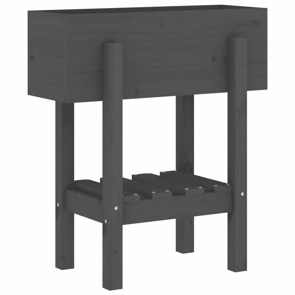 Berkfield Home Grey Rustic Solid Wood Pine Garden Planter W/D/H: 62 x 30 x 69 cm – 4