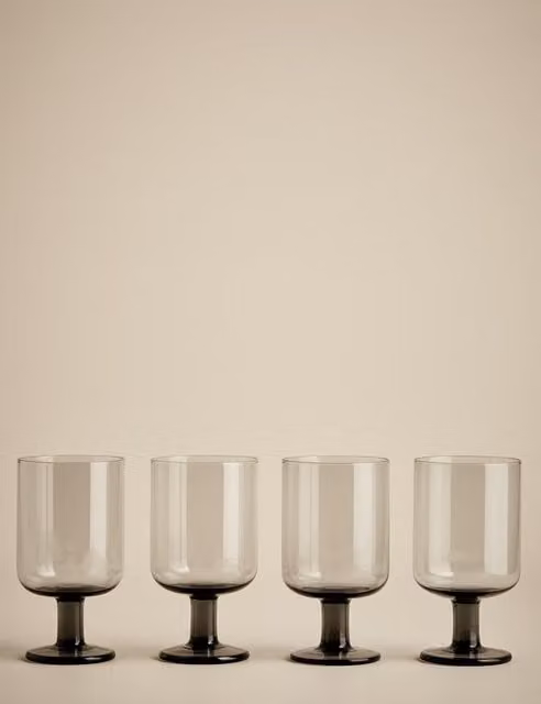 M&S Set of 4 Grey Everyday Wine Glasses