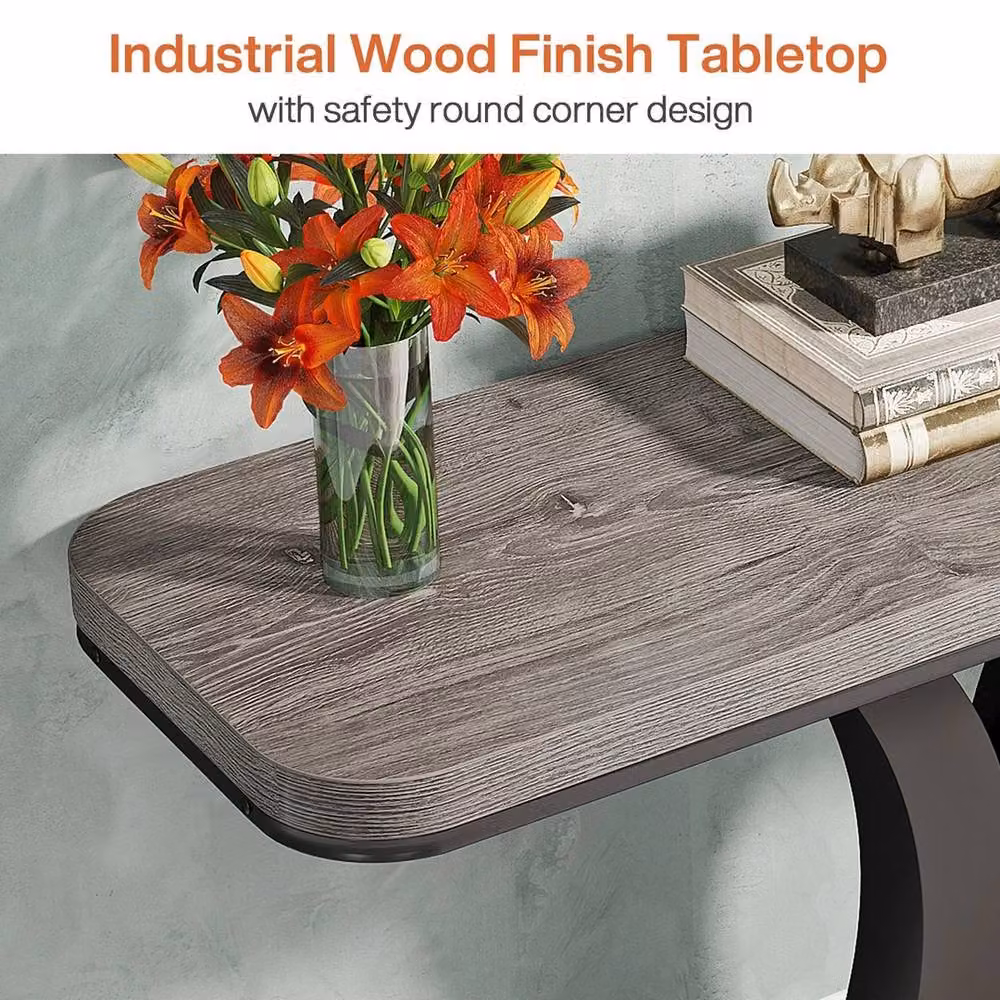 VOGREX Industrial Console Table in Grey, Brown or Black, Width: 100 cm, Height: 82.5 cm – 4