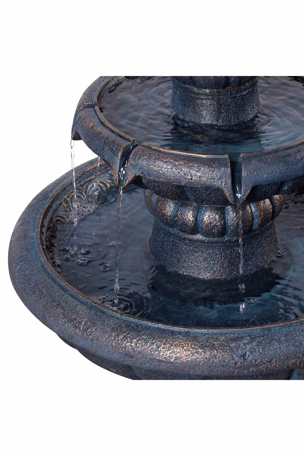 Teamson Home Two-Tier Cascade Birdbath Outdoor Garden Water Fountain in Antique Bronze, Height: 99 cm – 5