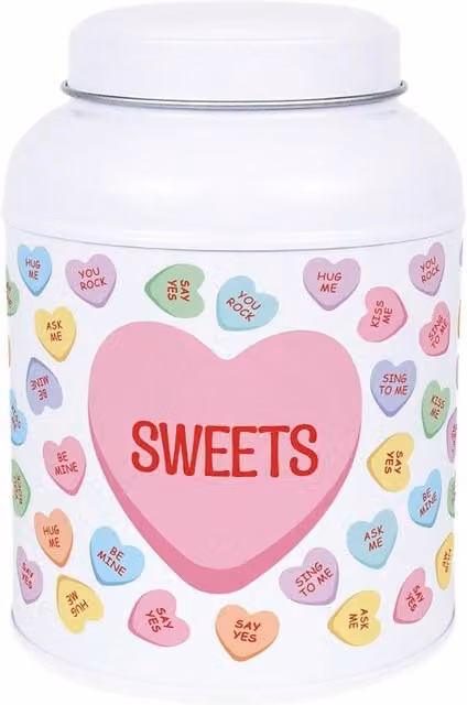 Purely Home Multicoloured Metal Heart Candy Sweets Canister with Domed Lid