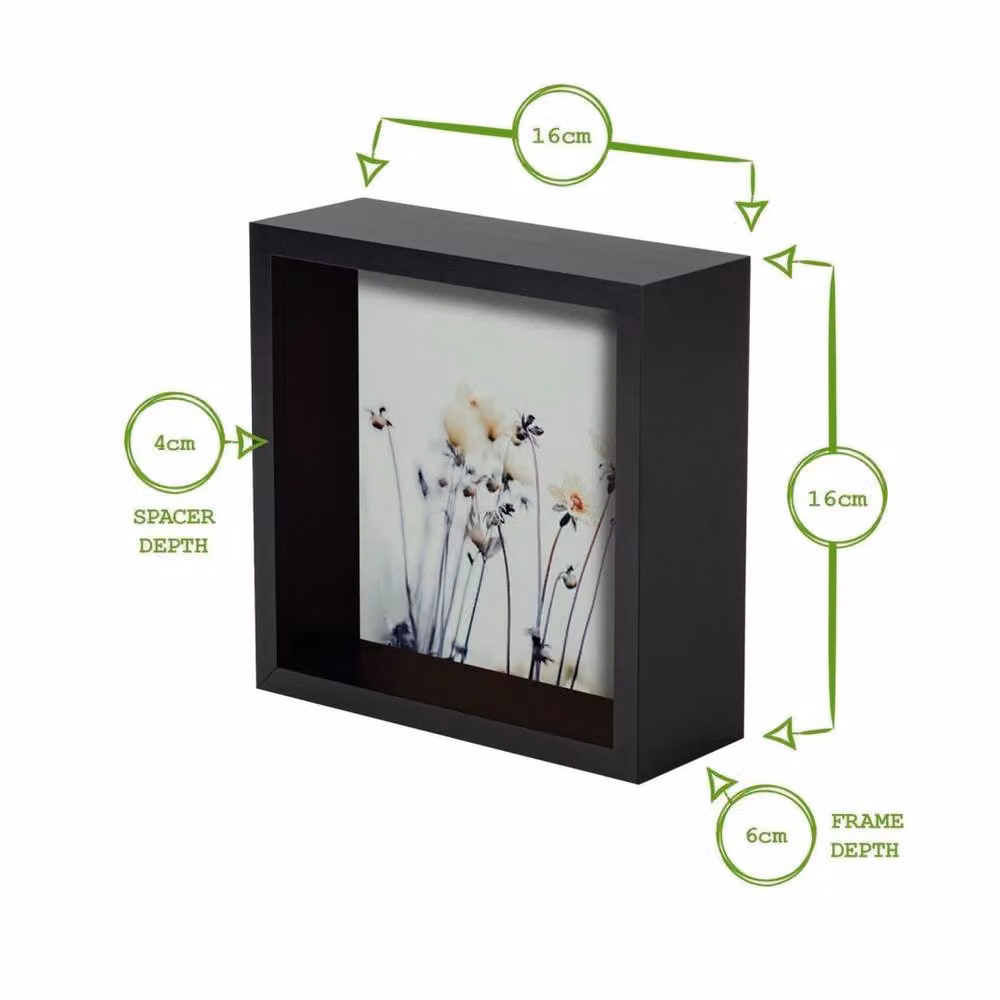 Havendro Set of 2 Black 3D Deep Box Square Photo Frames for Standing or Hanging, 15.24 x 15.24 cm – 2