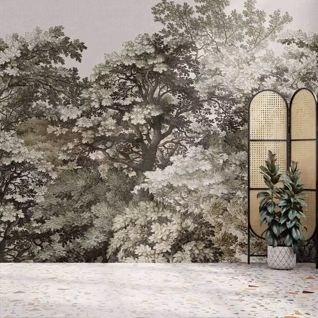Superfresco Easy Forest Canopy Nature Mural in Beige and Green, W: 300 cm, H: 280 cm