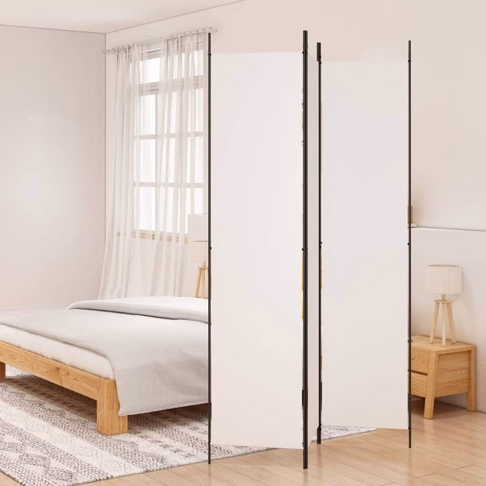 Berkfield Home 3-Panel Fabric Room Divider, White, W/H: 150 x 220 cm – 2