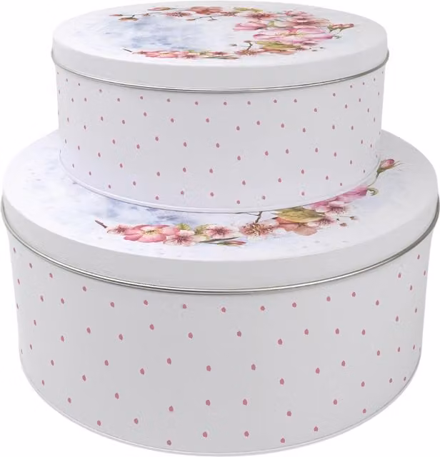 Purely Home Round Multicoloured Pink Blossoms Cake Tin Set