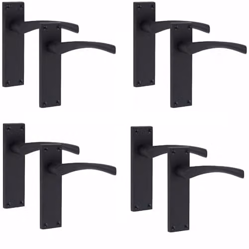 Golden Grace Victorian Scroll Latch Handles, Matt Black, 4 Pairs – 1