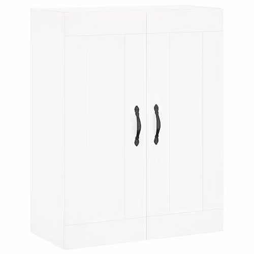 vidaXL Modern Wall Mounted Cabinet in White with Hinged Doors, W/D/H: 69.5 x 34 x 90 cm