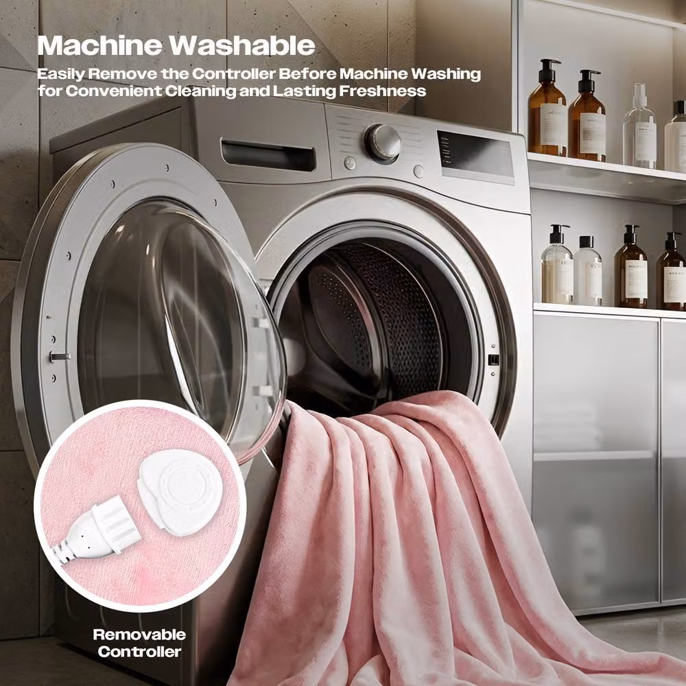 Gr8 Home Electric Heated Blanket in Pink, W: 160 cm, D: 130 cm – 3
