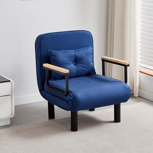 MCC Direct 4-in-1 Folding Single Sofa Bed and Convertible Lounge Sleeper Chair in Blue