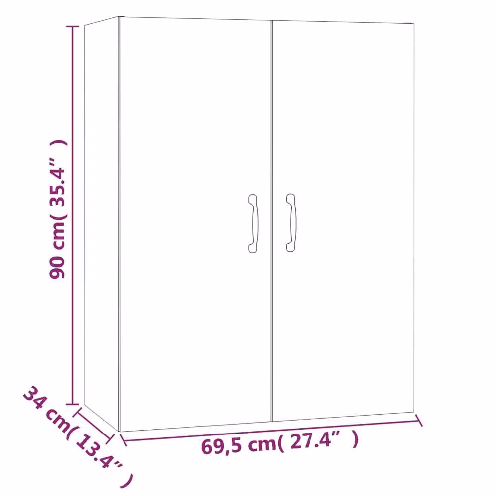 Berkfield Home Sonoma Oak Hanging Cabinet in Beige and Brown, W/D/H: 69.5 x 34 x 90 cm – 3