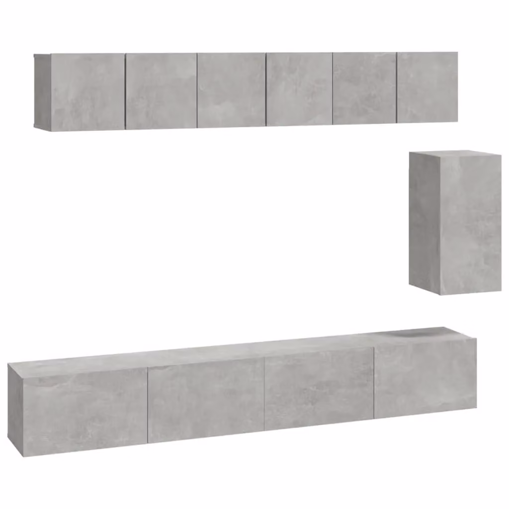 Berkfield Home 6 Piece Classic TV Cabinet Set in Concrete Grey MDF – 2