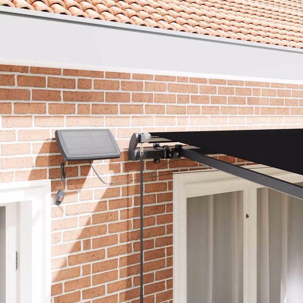 Berkfield Home Manual Retractable Folding Arm Awning with LED in Black, W/D/H: 350 x 250 cm – 4