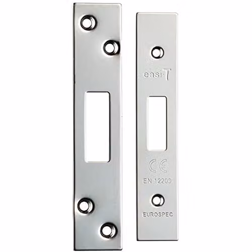Loops Forend Strike and Fixing Pack for Deadlocks in Bright Stainless Steel Silver