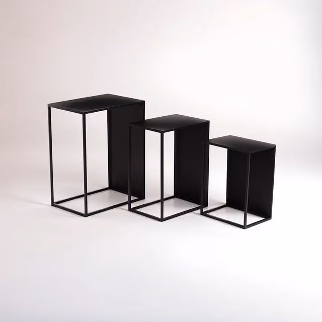 Orsina Avento Set of Three Rectangular Nesting Tables in Black – 1