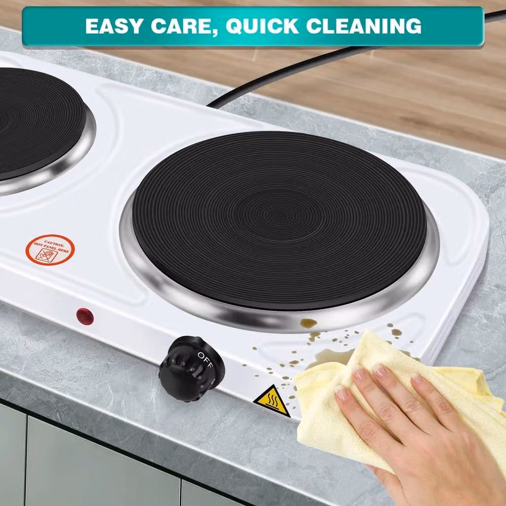 FLAVORA Double Portable Electric Table Top Hot Plate Cooker in White – 2
