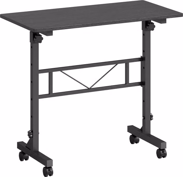 HOMCOM Adjustable Height Overbed Table with Wheels, Black – 1