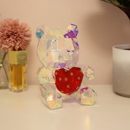 Garden Greatness Starlightz LED Teddy Heart Decorative Lamp in Beige and Multicolour, W/D/H: 20.0 x 15.5 x 15.5 cm – 2