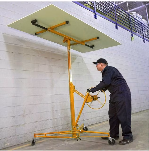 Living and Home 11ft Steel Drywall Lifter with Rolling Casters in Yellow – 1