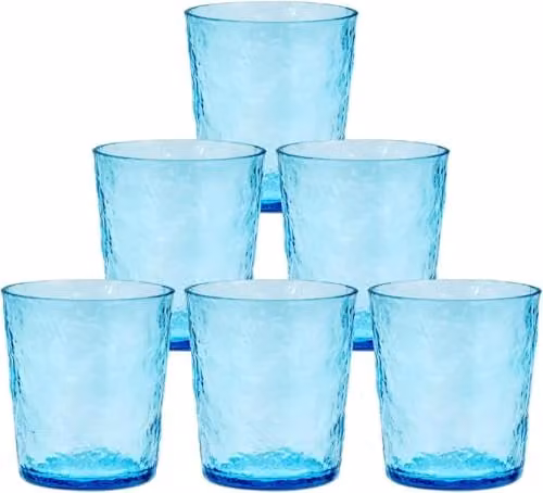 Bayside Lulworth Blue Acrylic Shatterproof Tumblers, Set of 6, 360ml