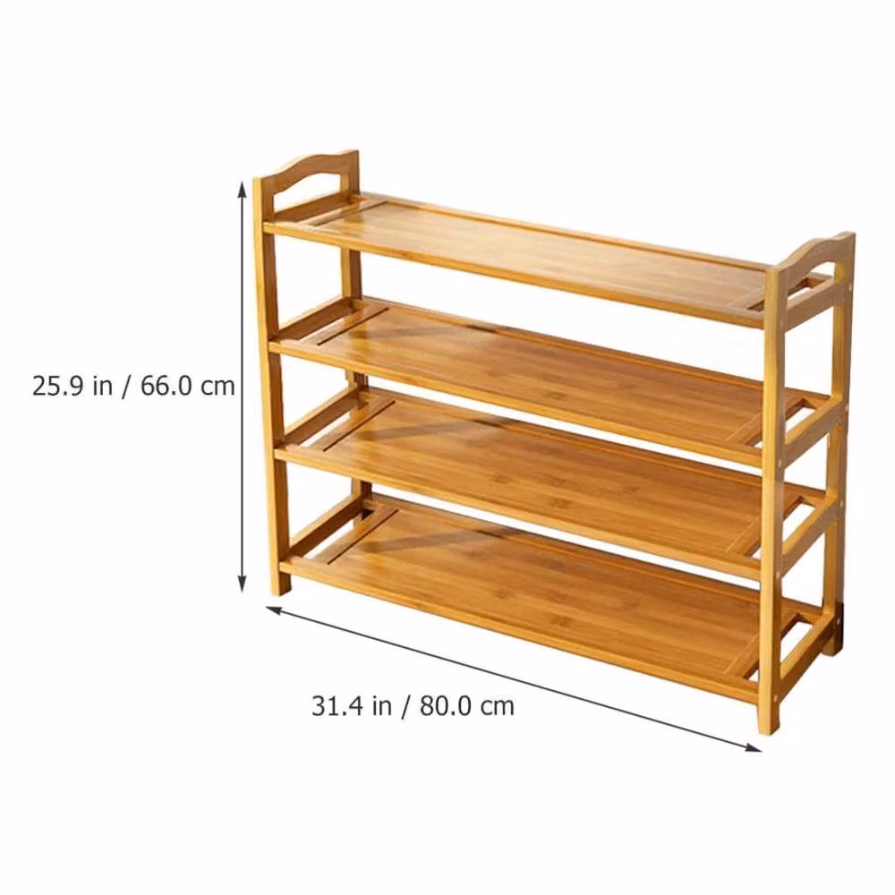 SPETLEK 4-Tier Bamboo Slatted Shoe Rack in Natural Brown – 2