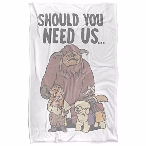 LOGOVISION Jim Henson Labyrinth Should You Need Us Super Soft Silky Touch Fleece Throw Blanket, Multicolour and White, W: 91 cm, D: 147 cm – 1