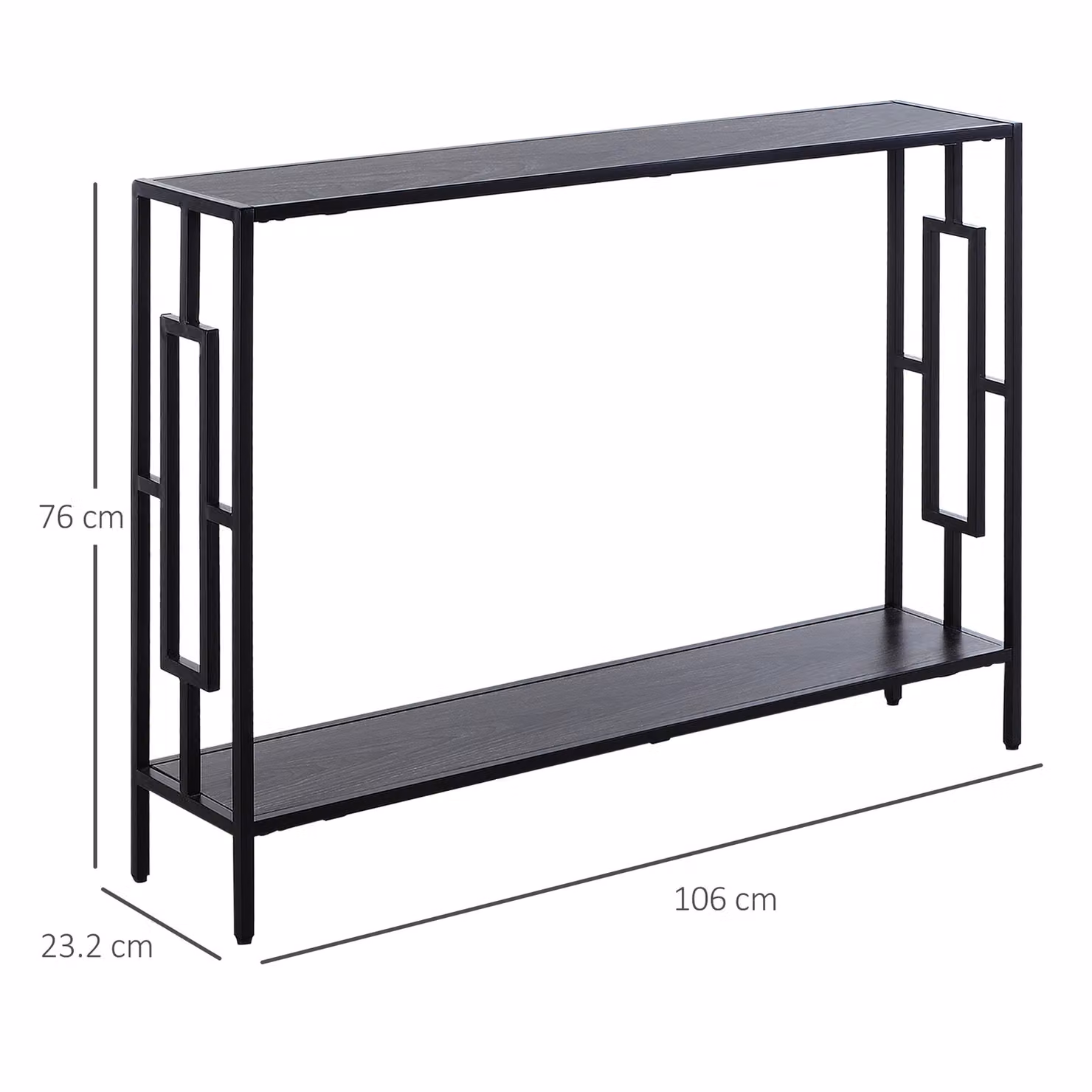 HOMCOM Industrial Console Table with Storage Shelf in Grey and Black – 3