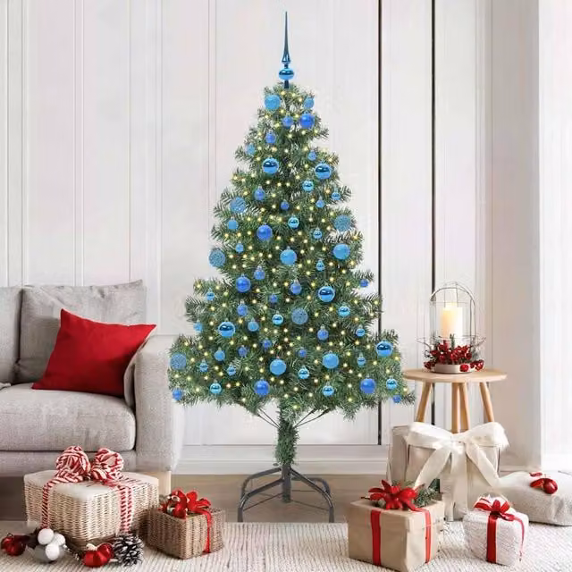 Berkfield Home Green PVC Christmas Tree with 300 LEDs and Stand, Height: 180 cm