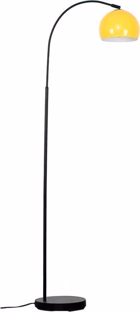 Curva Black Floor Lamp with Gloss Yellow Metal Dome Shade