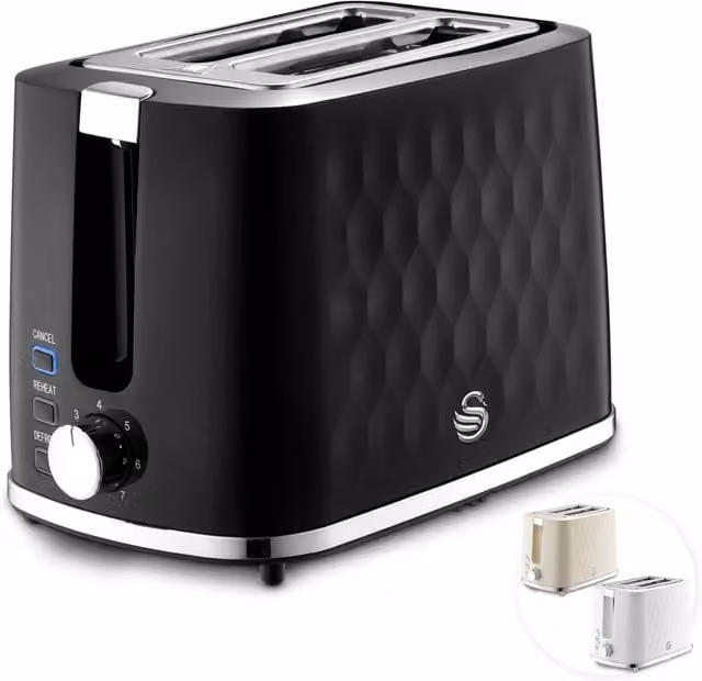 Swan 900W 2 Slice Toaster in Black
