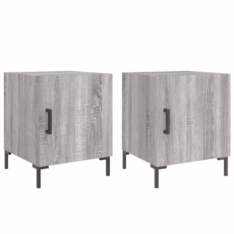 Berkfield Home Set of 2 Grey Sonoma Bedside Cabinets in Engineered Wood W/D/H: 40 x 40 x 50 cm