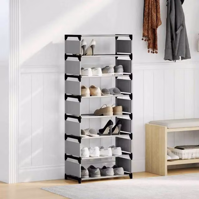 Berkfield Home 8-Tier Shoe Rack in Grey, W/D/H: 54 x 28 x 124 cm – 1