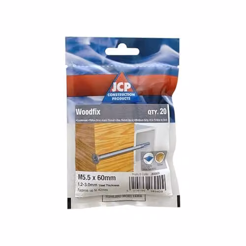 JCP Fixings Woodfix Self-Drilling Screws, Bright Zinc Plated, 5.5 x 80 mm, Box of 100