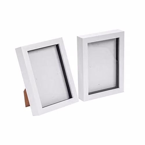 Nicola Spring Rectangular 3D Shadow Box Photo Frames, Pack of 2, White or Black