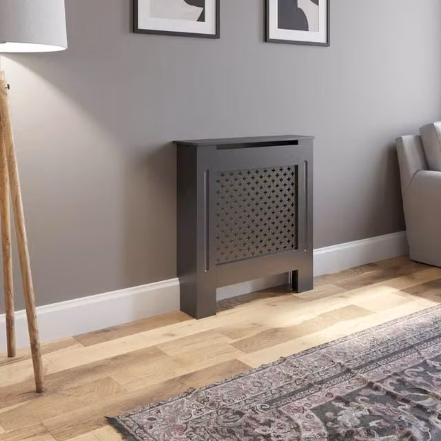 Temprazo Adjustable MDF Radiator Cover in Anthracite Grey, W: 212 cm, H: 78 cm, D: 78 cm