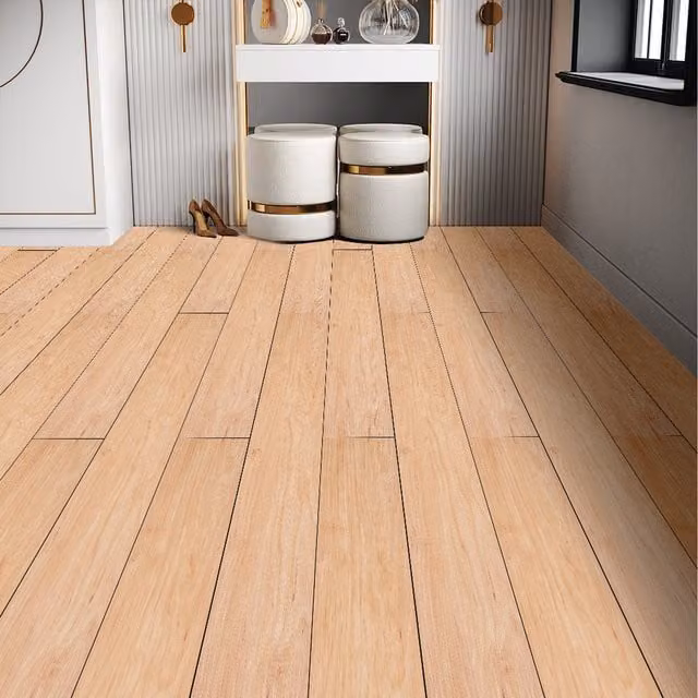 Livingandhome Rigid SPC Wood Look Vinyl Plank Flooring in Beige and Brown