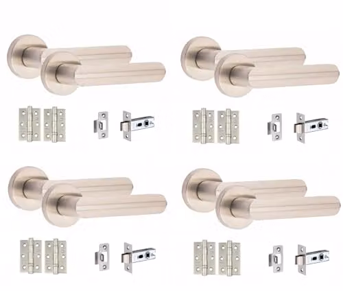 Golden Grace Lima Knurled Door Handles in Chrome Silver, 4 Sets