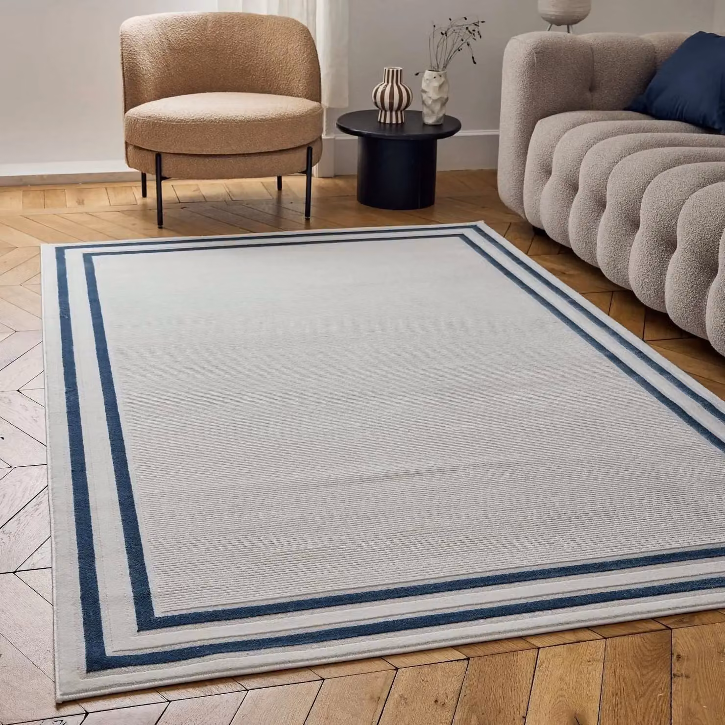 THE RUGS Carmel Bordered Area Rug in Blue, W/D: 200 x 290 cm – 5