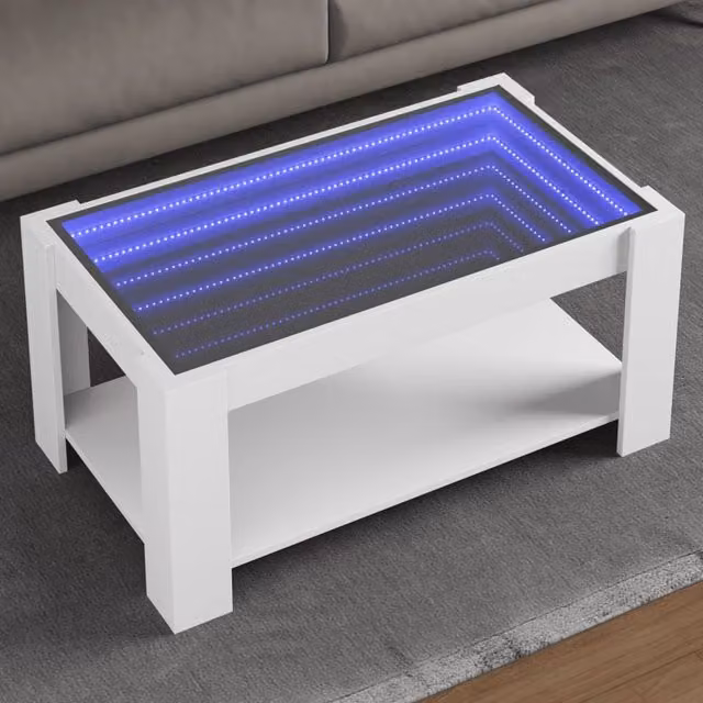 Berkfield Home White LED Coffee Table in Engineered Wood, W: 93 cm, D: 53 cm, H: 45 cm – 1