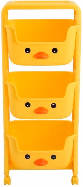 Garden Sanctuary Mobile 3-Tier Kids Toy Storage Rack Shelf in Yellow