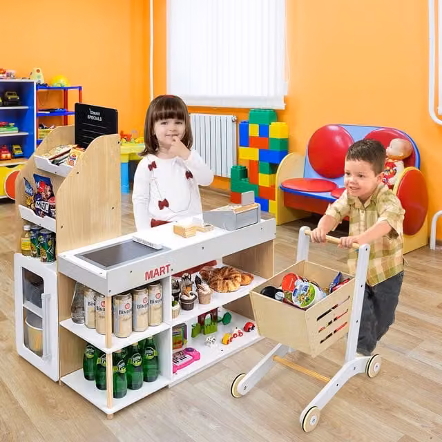 Costway Everyday Pretend Play Grocery Store Toy in White