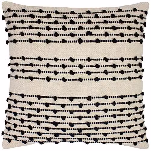 Mossa Square Cotton Cushion in Black and Beige, W/D/H: 45 x 45 x 45 cm