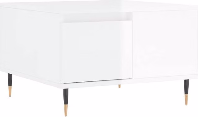 Berkfield Home Modern Square Coffee Table in High Gloss White, W/D/H: 55 x 55 x 36.5 cm