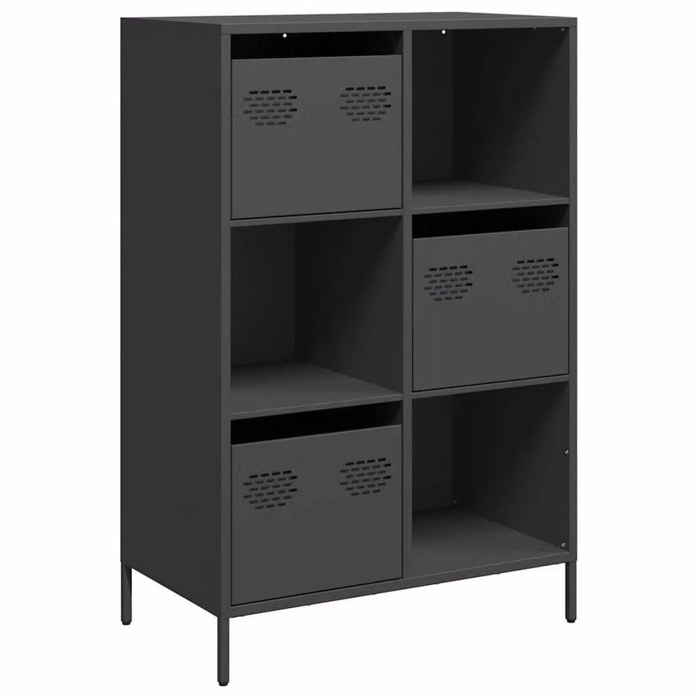 Berkfield Home Black Matt Steel Highboard W: 68 cm, D: 39 cm, H: 103.5 cm – 2