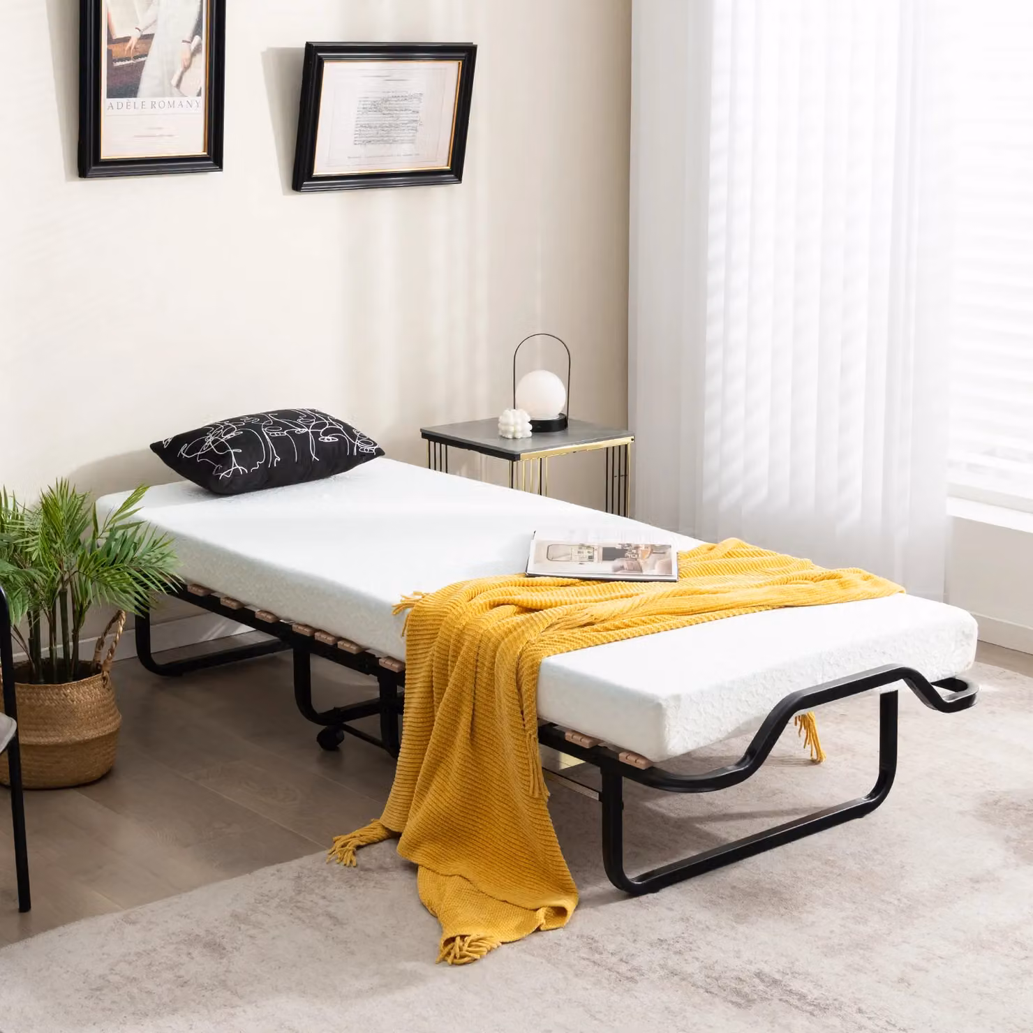 Costway White Folding Rollaway Bed with Foam Mattress – 2